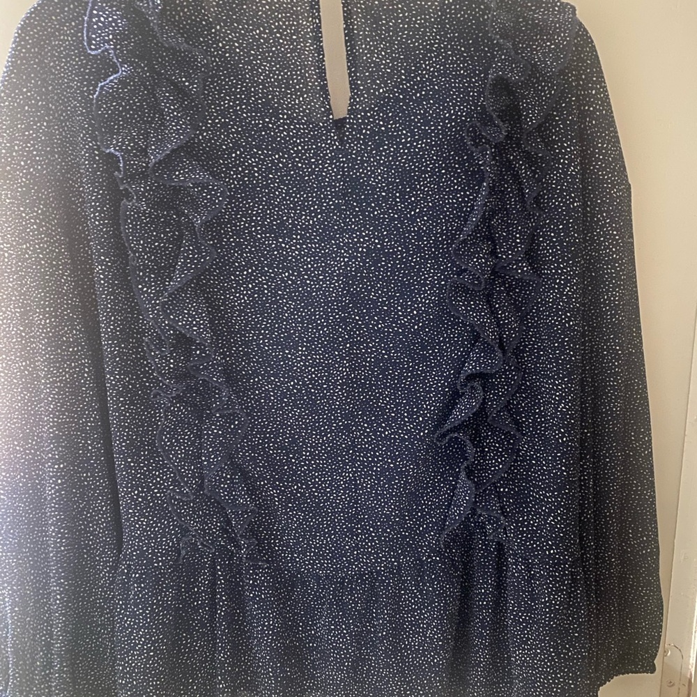 H&M Dark Blue Ruffle Blouse - Picture 2 of 4